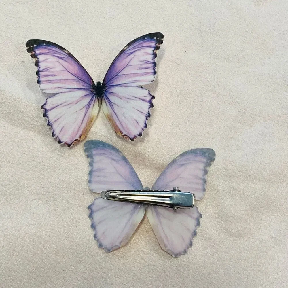 NWOT Etsy Handmade Silk Butterfly Hair Clips Set Of 2 Multicolor Size 2